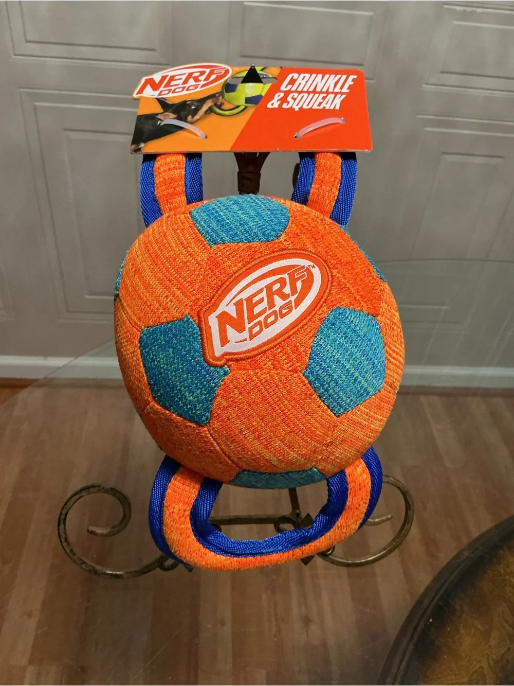 Nerf Dog Interactive Soccer Ball Theme Large New! With Clinker & Squeaker